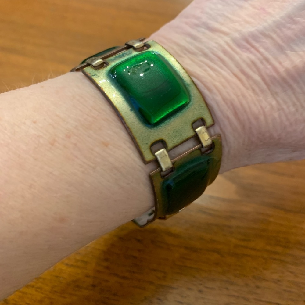 Kay Denning Enamel Link Bracelet - Signed Statement Piece highly collectible